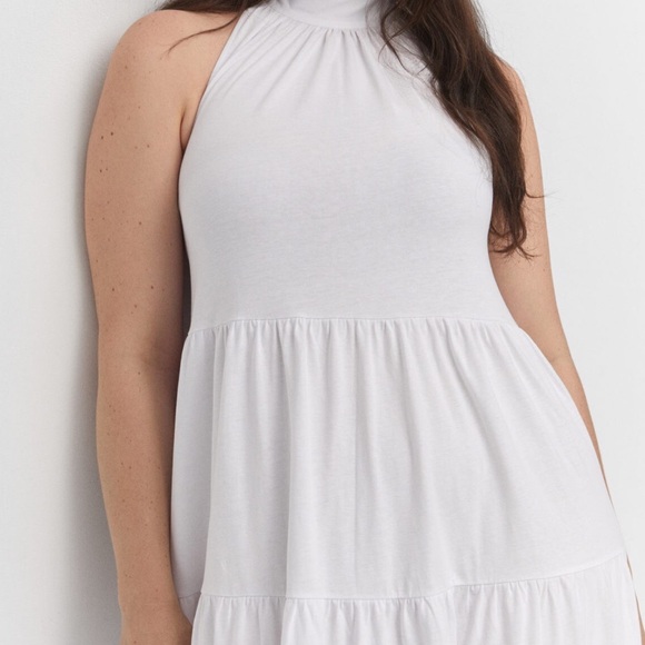 Mango Halter Neck Open Back White Dress Size 3XL Long Flowing 100% Cotton NEW - Picture 12 of 13